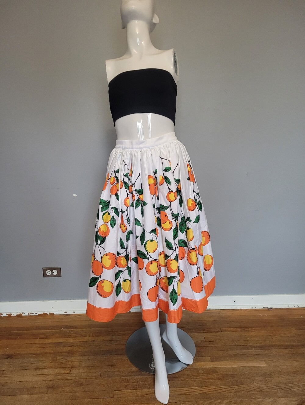 Pinup Couture Jenny Skirt in Orange Border Print, BNWT, Size L - Picture 2 of 8